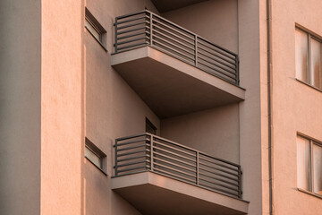 balcony external living building apartment facade concrete material wall modern house local close...