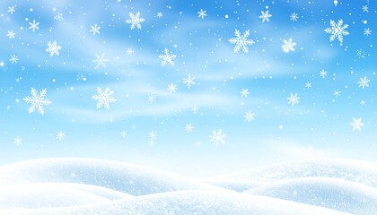 A vibrant blue winter wonderland illustration captures the essence of the holiday season with a festive Christmas tree and delicate snowflakes adorning a serene snowy landscape