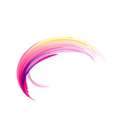 Sculpted single brush stroke shaped like a floral ribbon, featuring a blend of hot pink, violet, and soft lemon pastel tones in an elegant twist, high-resolution PNG isolated on a white background.