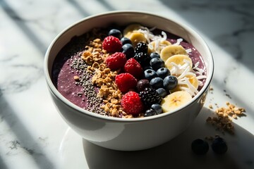 Vibrant Acai Smoothie Bowl With Fresh Fruit And Superfood Toppings