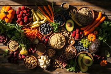 Healthy Eating Viral Recipes Fresh Ingredients Spread On Rustic Wood Table