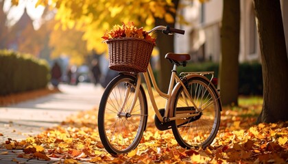 Bicycle with Flower Basket in Charming European Town