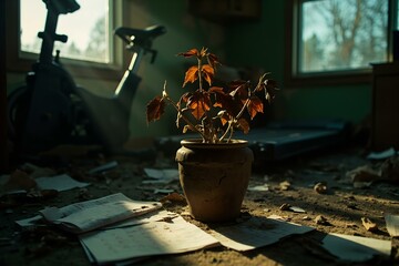 Neglected Self-Care: Withered Plants And Abandoned Wellness Routines