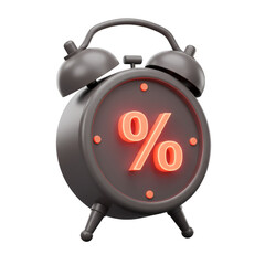 3d Clock Percentage Symbol Alarm Shows Offer Deal Promotion Discount
