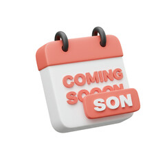 3D Coming Soon Calendar Notification Render Transparent Illustration
