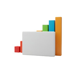 3D Colorful Bar Graph Chart Business Data Diagram on Transparent BG