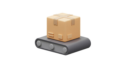 3D Conveyor Belt Transport Box Package Shipping Isometric Render
