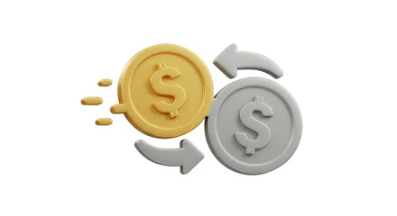 3D Coins Rotating Symbolizing Money Exchange Financial Success Banking