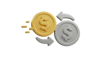 3D Coins Rotating Symbolizing Money Exchange Financial Success Banking