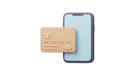 3D Credit Card and Mobile Payment Illustration with Transparent Background