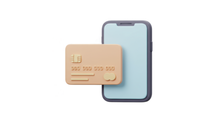3D Credit Card and Mobile Payment Illustration with Transparent Background