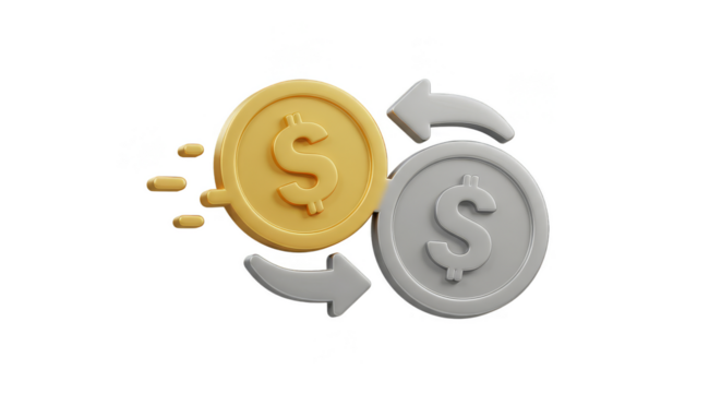 3D Coins Rotating Symbolizing Money Exchange Financial Success Banking