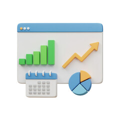 3D Data Analytics Charts and Financial Growth Report Transparent