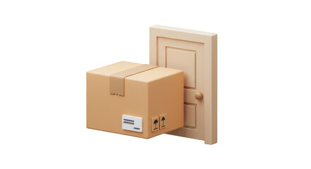 3D Delivery Box Near Door Package Shipping Parcel Order