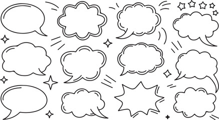 Fototapeta premium A versatile set of retro comic speech bubbles with decorative borders and vintage design elements perfect for any scrapbook or card illustration
