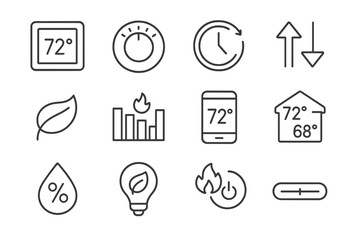 Smart home temperature control icons for modern climate management
