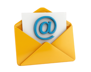 Yellow envelope email symbol white paper digital communication 3D illustration isolated modern internet correspondence cheerful