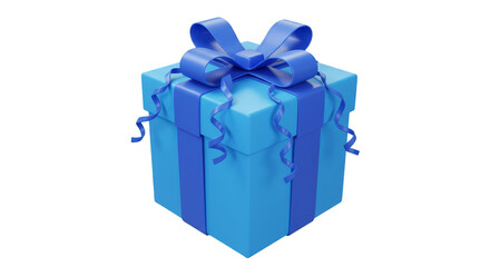 Obraz premium 3D Gift Present Blue Ribbon Celebration Box Transparent Background