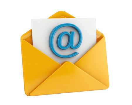 Yellow envelope email symbol white paper digital communication 3D illustration isolated modern internet correspondence cheerful