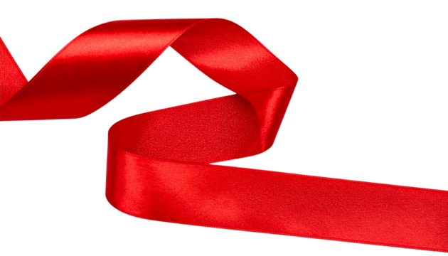 Collection of red and gold ribbons isolated on white background.
