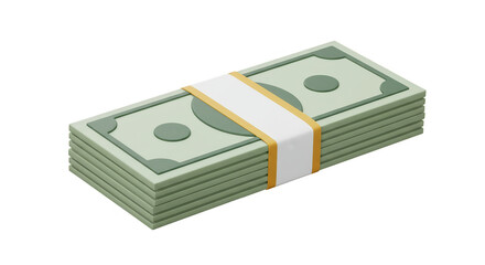3D Pile of Money Wealth Stack Currency Green Cash Transparent