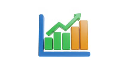 3D Growth Chart with Arrow Business Finance Success Investment