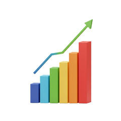 3D Growth Graph Shows Business Increase Financial Arrow on Transparent