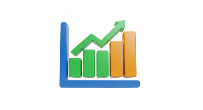 3D Growth Chart with Arrow Business Finance Success Investment