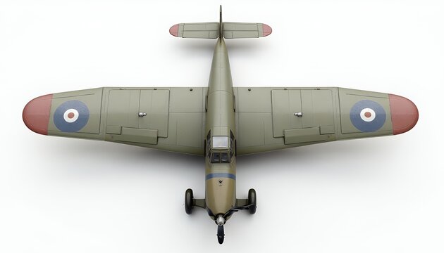Overhead View of a Vintage Military Airplane Model