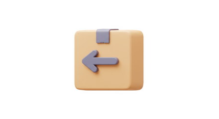 3d Icon Return Arrow Box Package Delivery on Transparent Background