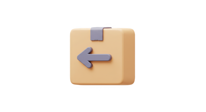 3d Icon Return Arrow Box Package Delivery on Transparent Background