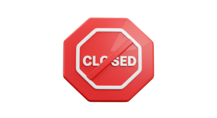 3d Red Closed Sign Stop Symbol Warning Prohibition Transparent PNG