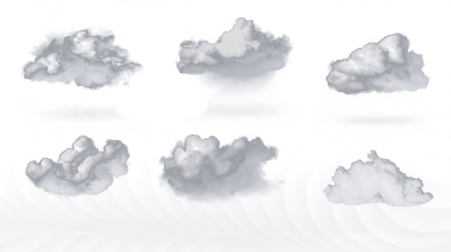 Monochrome of different types of weather clouds