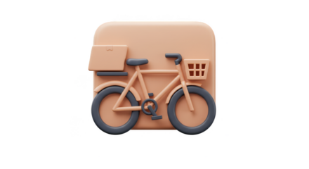 3D Render Bicycle Delivery Bike Transport on Transparent Background