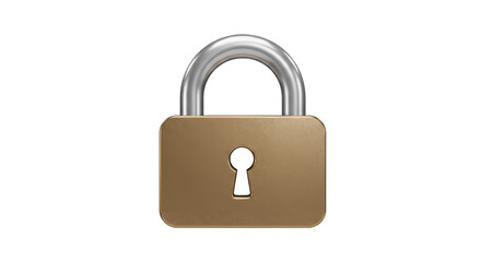 3D Golden Padlock for Security Safety Protection with Transparent BG