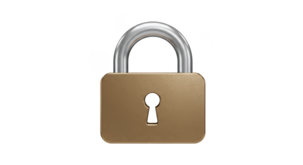 3D Golden Padlock for Security Safety Protection with Transparent BG