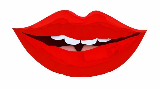 Red glossy woman lips vector isolated on white for beauty and fashion illustration