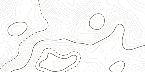 Stylized topographic contour height in lines and contours. The concept of conventional geography and route of the area. Wide size canvas. Black background. Vector illustration.