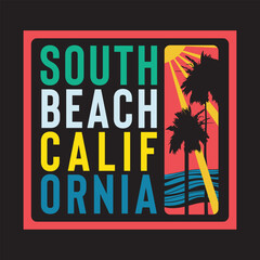 Palm tree illustration. T shirt graphics. Vectors. Typography	