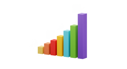3D Growth Chart Illustration Business Success Transparent Background