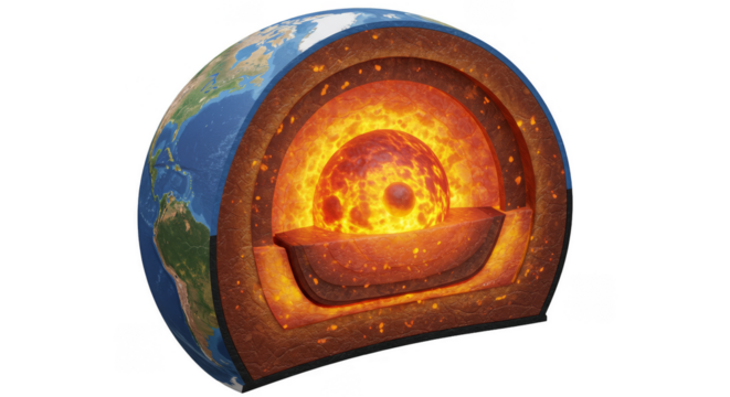 3D Illustration of Earth Planet Layers with Transparent Background