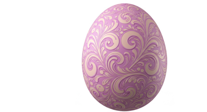 3d Render Lavender Beige Easter Egg with Floral Decoration Transparent