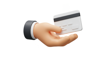 3D Hand Presenting Credit Card for Finance Transparent Background