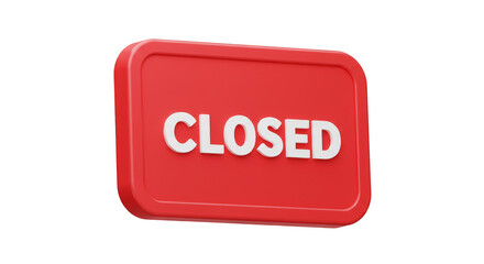 3d Render Red Closed Sign White Text Business Notice Isolated