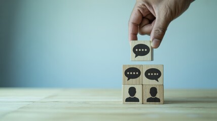 Communication Blocks Building Effective Conversations with Wooden Cubes Art Concept