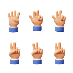 Obraz premium 3D Render Hand Gesture Count Illustration Symbol Background