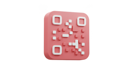 3D Render of Pink QR Code Square Pattern with White Modules