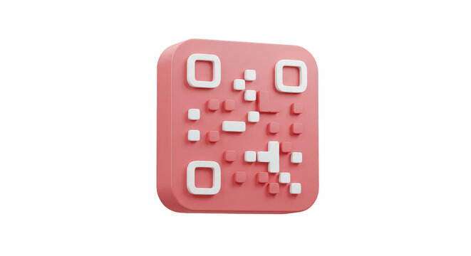 3D Render of Pink QR Code Square Pattern with White Modules
