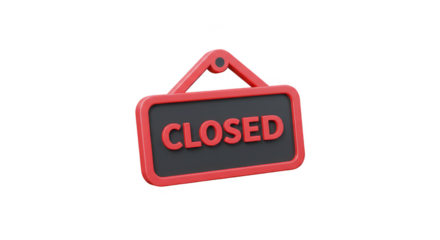 3D Illustration of Closed Sign Business for Shop Store Door