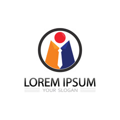 Leadership Team Group Logo with Human Silhouette Icon for Corporate Organization